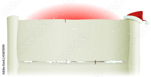 Santa Claus Hat On Merry Christmas Parchment Background
