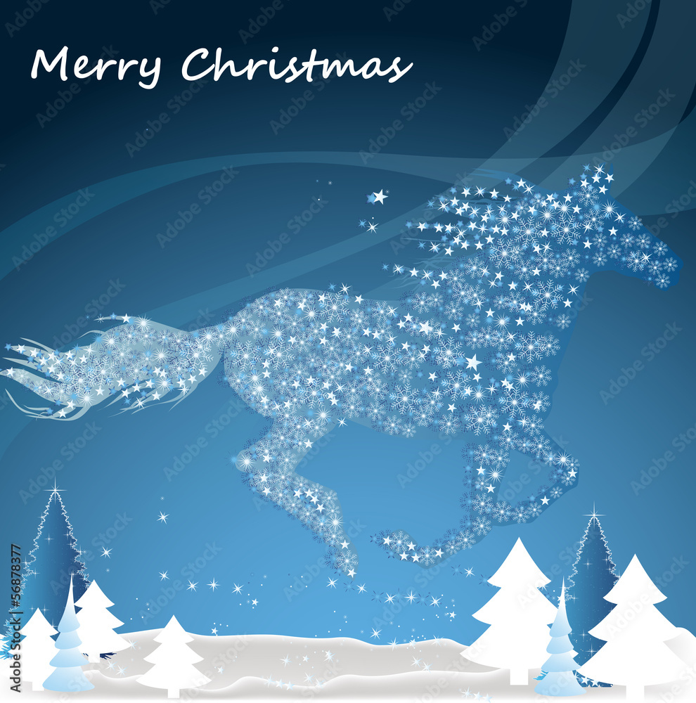 Horse. Happy new year and Merry Christmas 2014