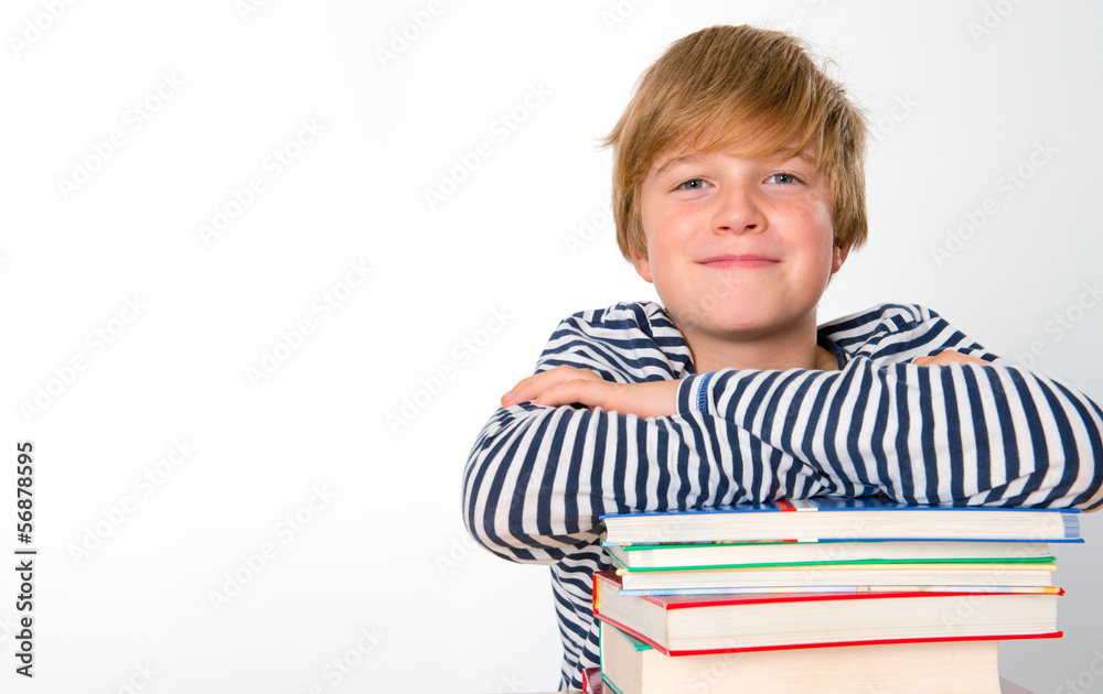 smiling boy with his books smiling boy with his books