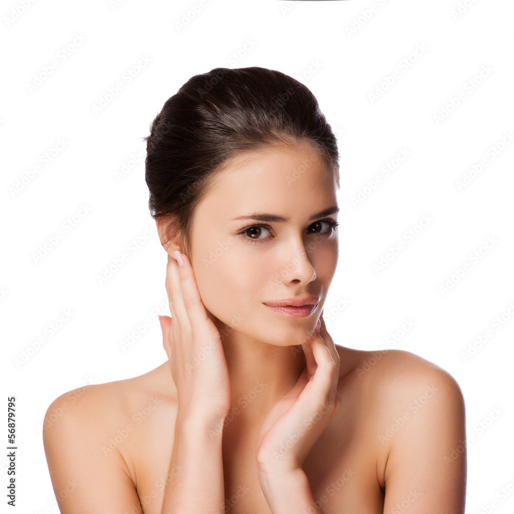 Beauty Portrait. Beautiful Spa Woman Touching her Face Beauty Portrait. Beautiful Spa Woman Touching her Face