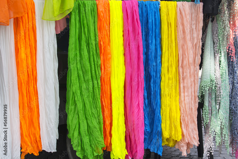 Full colored strips of fabric color image