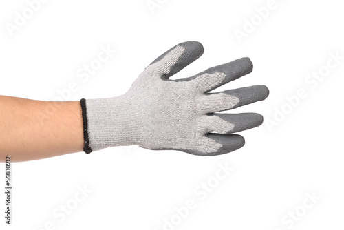 Rubber protective gray glove.