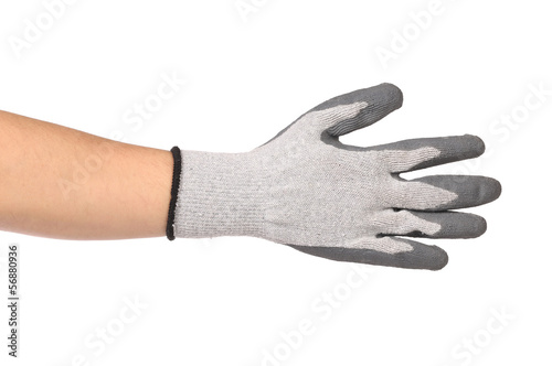 Rubber protective gray glove.