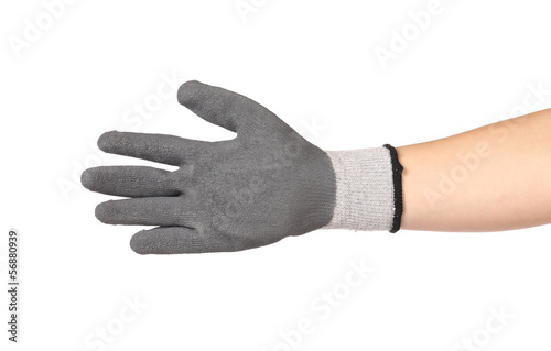 Rubber protective gray glove.