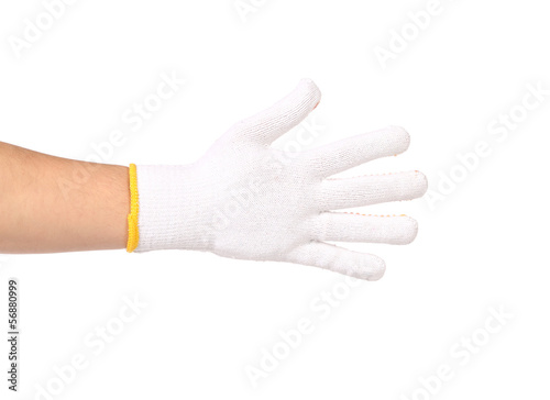 White thin work glove.