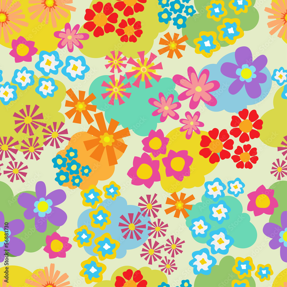 Seamless pattern with bright multicolored flowers Seamless pattern with bright multicolored flowers