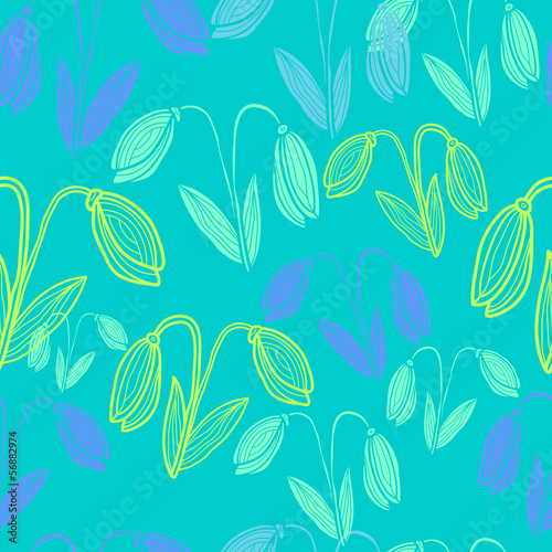 floral seamless pattern with snowdrops