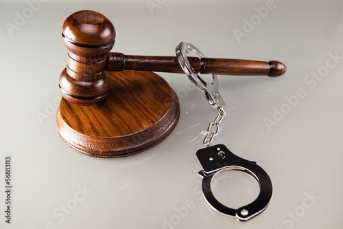 handcuffs and gavel