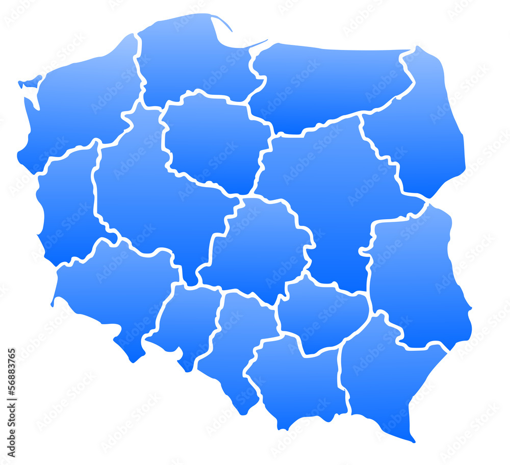 Map of Poland blue