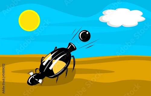 bombadier beetle firing cannon ball in desert