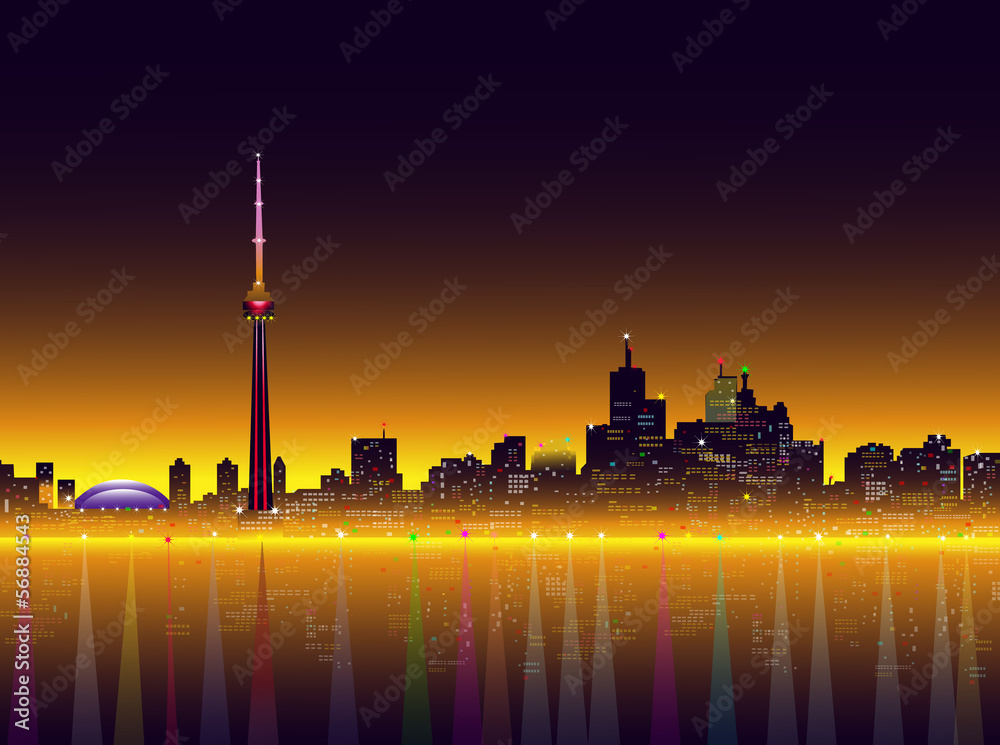 Naklejka premium Toronto at Night - Vector Illustration