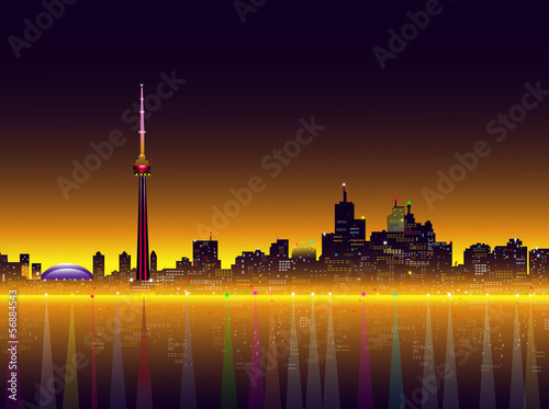 Toronto at Night - Vector Illustration