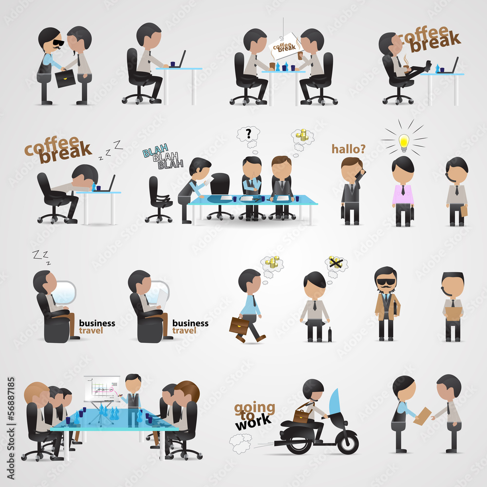 Business People Set - Isolated On Gray Background Business People Set - Isolated On Gray Background