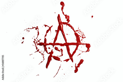 Red paint painted anarchy sign photo