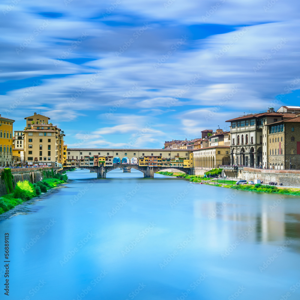 Ponte Vecchio landmark, old bridge, Florence. Tuscany, Italy.