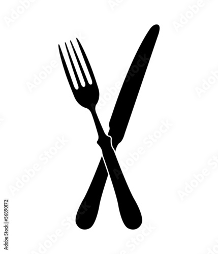 crossed fork over knife - vector