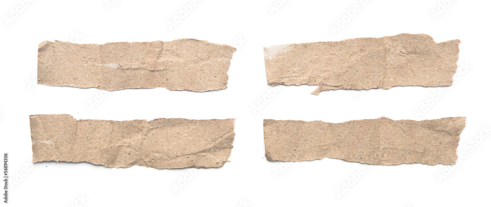 Collection of white paper tears, isolated on white with soft sha Collection of white paper tears, isolated on white with soft sha