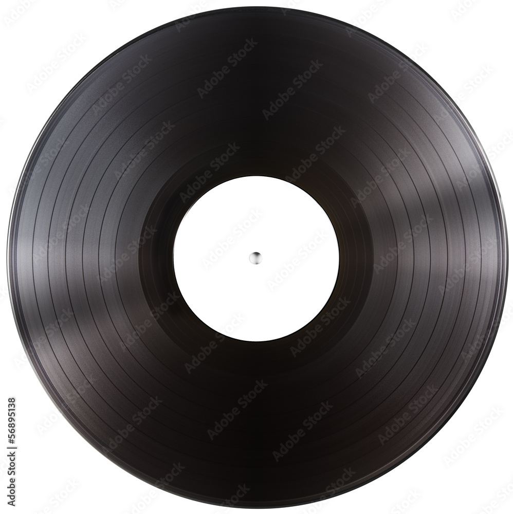 Obraz premium płyta winylowa LP na białym tle ze ścieżką przycinającą