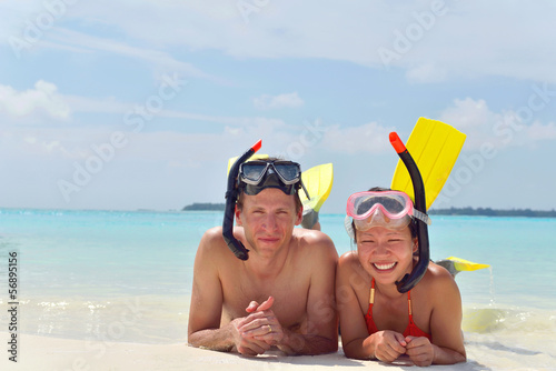happy young couple have fun on beach © .shock