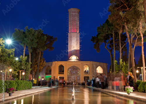 Illuminated Dolat Abad Pavilion at Night photo