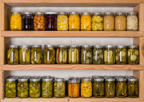 Storage shelves with canned food