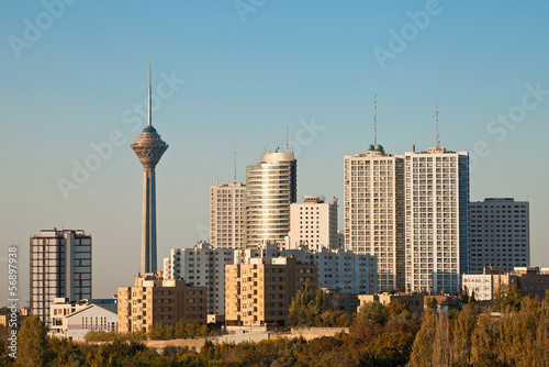 Tehran Skyline and Skyscrapers in the Morning Light
