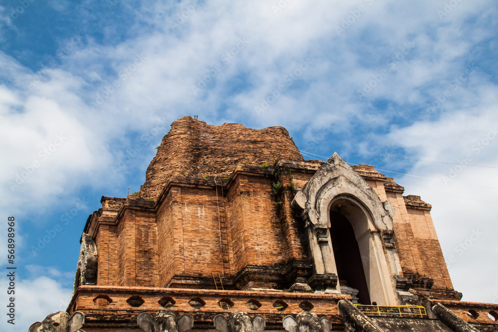 Ancient Pagoda build from brick at Wat Chedi Luang in Chiang Mai