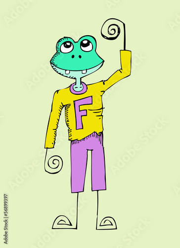 Cute cartoon Illustraiton Frog in Jaidee Family Style