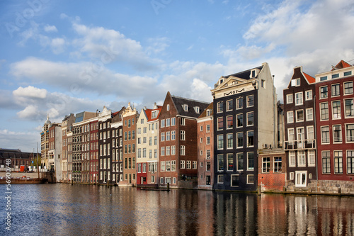 Canvas Print Amsterdam Old Town at Sunset