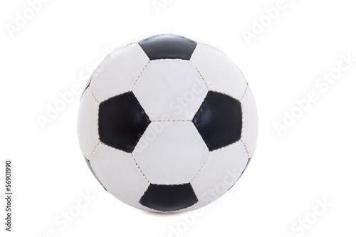 classical black and white leather soccer ball isolated on white