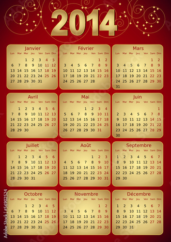 Calendrier 2014 simple - facilement éditable