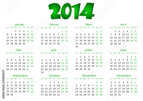 Calendrier 2014 simple - facilement éditable
