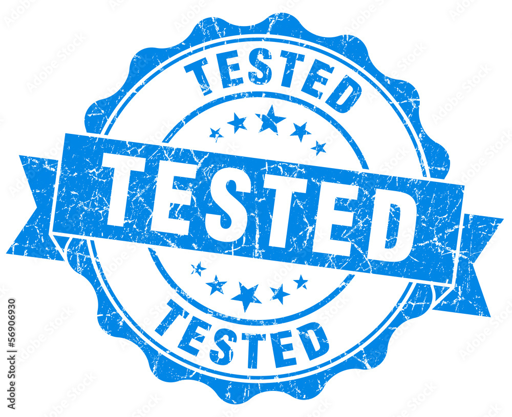 Fototapeta premium Tested Grunge blue isolated Stamp