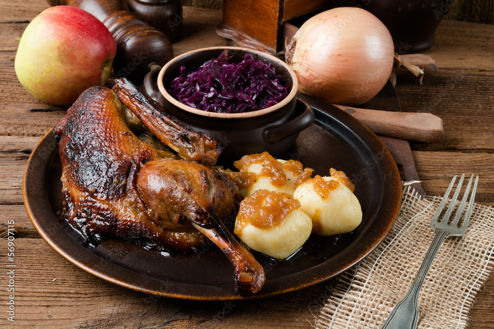 duck with dumplings and pickled plum duck with dumplings and pickled plum
