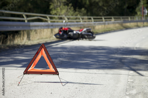 Scene of an accident with motorbike photo
