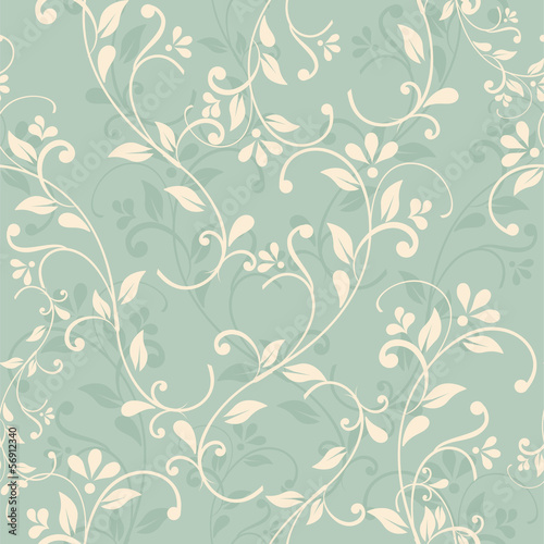 Canvas Print seamless floral pattern on green background. eps10