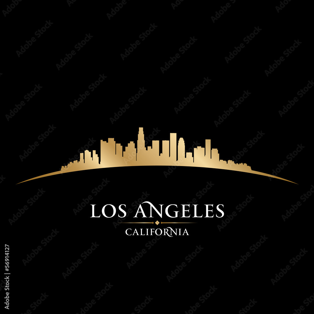 Fototapeta premium Los Angeles California city skyline silhouette black background