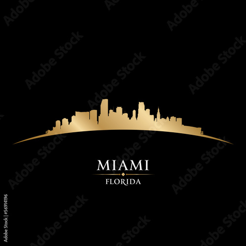 Miami Florida city skyline silhouette black background