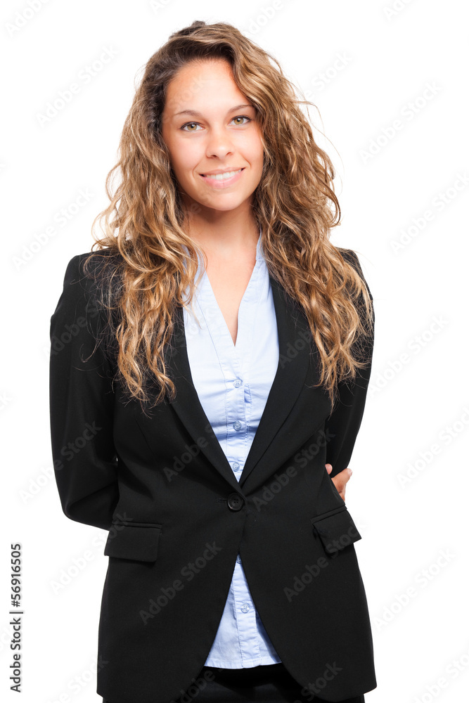 Smiling businesswoman isolated on white