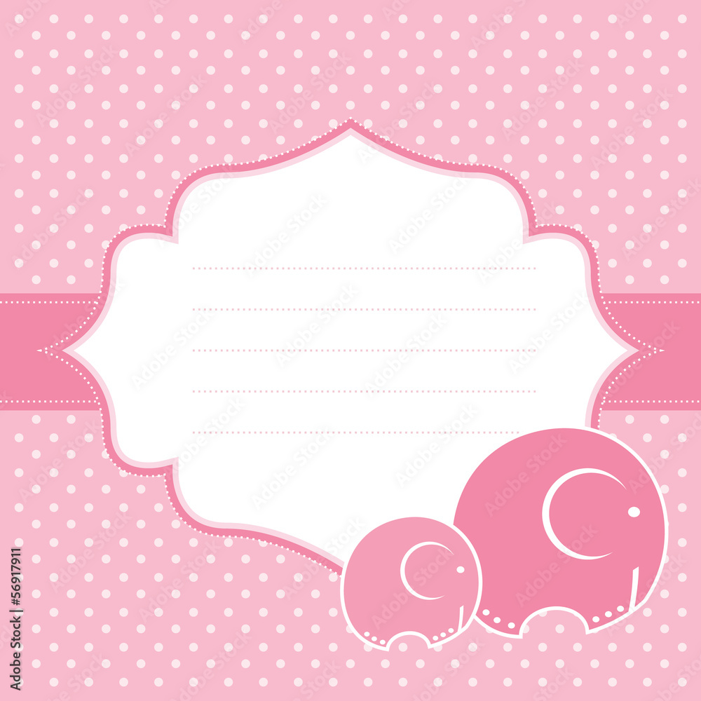 Baby girl announcement card. Vector illustration.