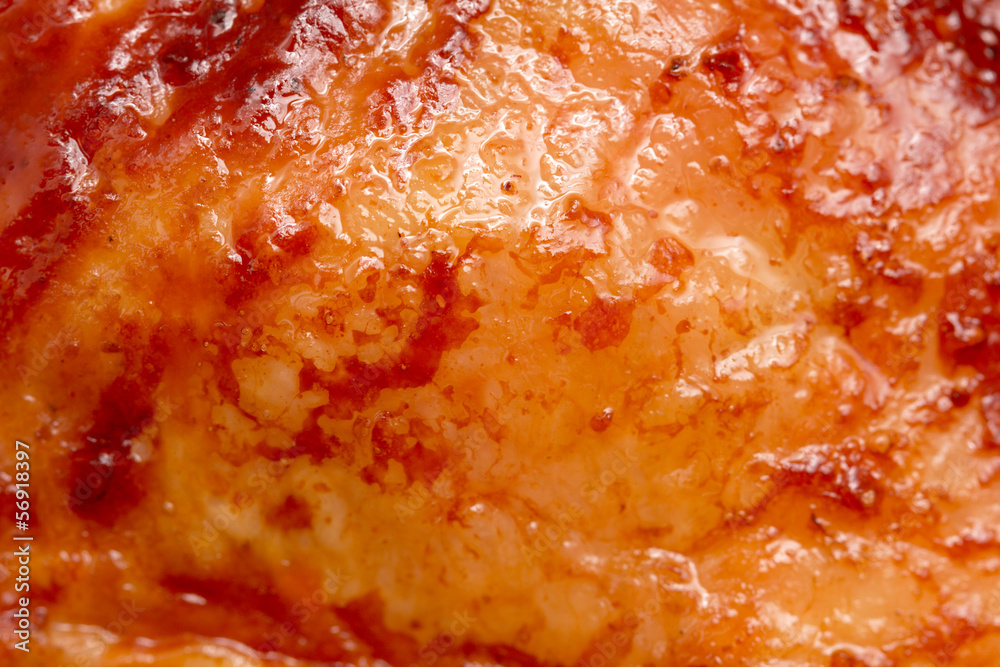 Roasted chicken food background close up macro shot Roasted chicken food background close up macro shot