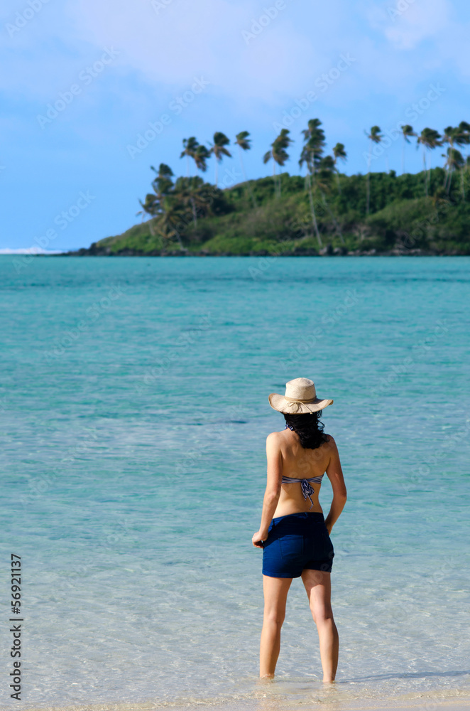 Young Happy Woman on Vacation in Pacific Island Young Happy Woman on Vacation in Pacific Island
