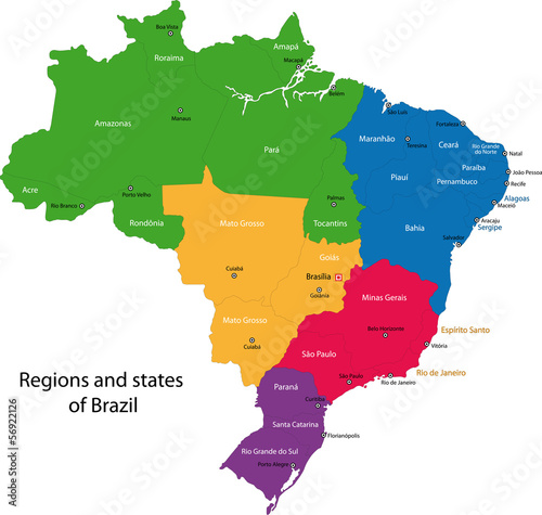 Colorful Brazil map