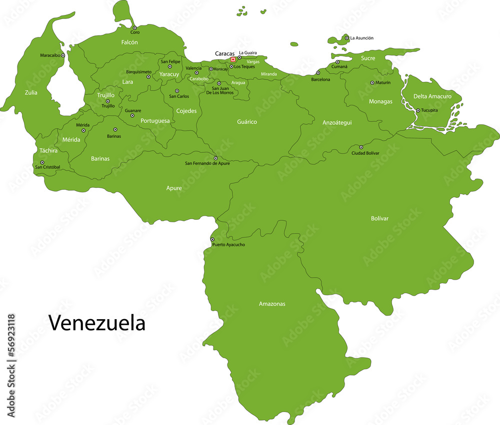 Fototapeta premium Green Venezuela map