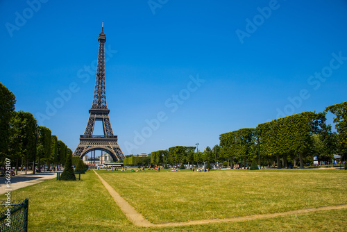 Eiffel tower on bright summer day