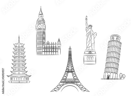 Travel landmarks set