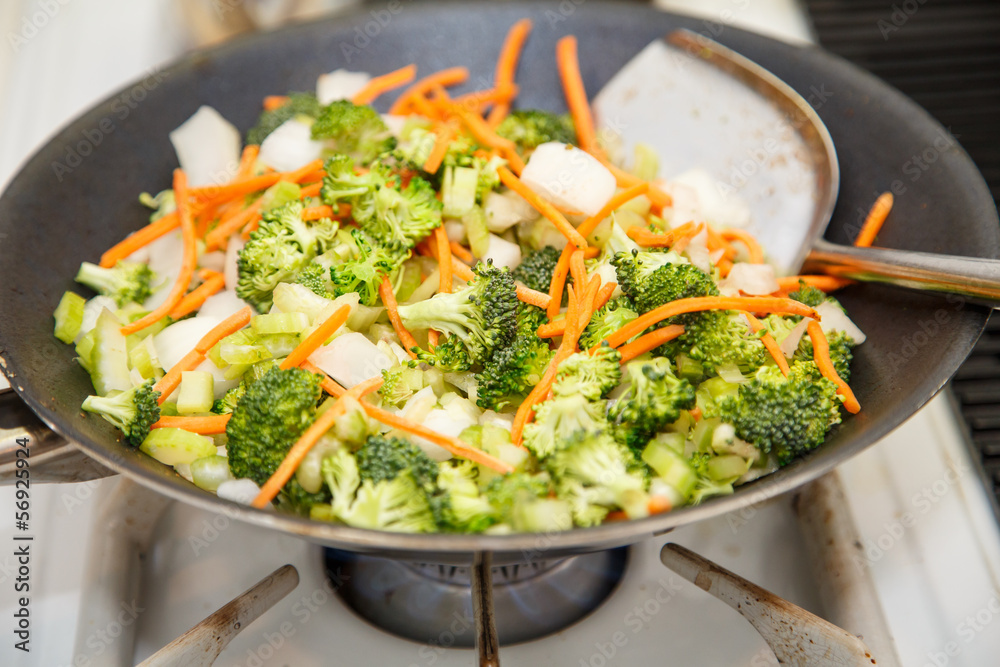 Stir-Fry Vegetables in a Hot Wok