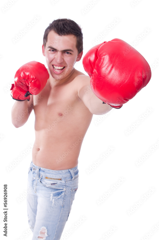 Funny boxer isolated on the white background Funny boxer isolated on the white background