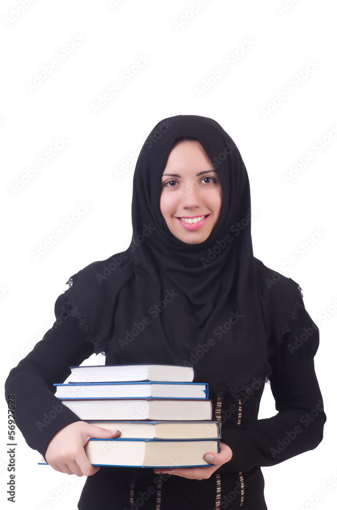 Young muslim female student with books Young muslim female student with books