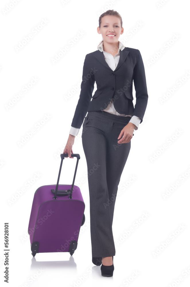 Businesswoman travelling isolated on white Businesswoman travelling isolated on white